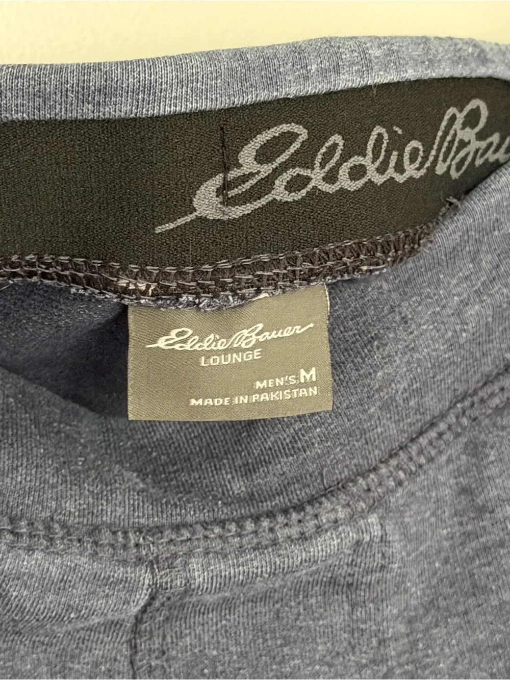 Eddie Bauer Lounge Men's Jersey Sweat Shorts Heather Navy Blue Zip Pockets M